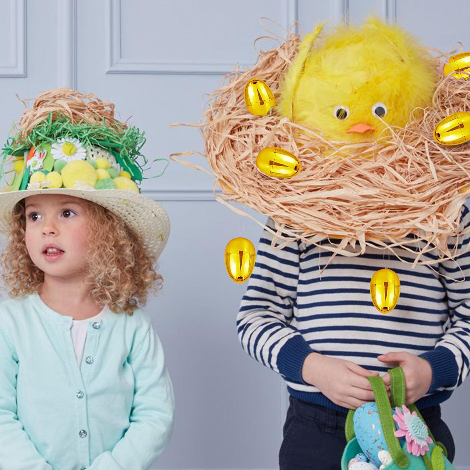 REJODA 36Pcs Gold Easter Eggs, 2.3" Metallic Plastic Empty Eggs Fillable for Easter Hunt Supplies, Basket Stuffers, Toys Filling Treats, Party Favor