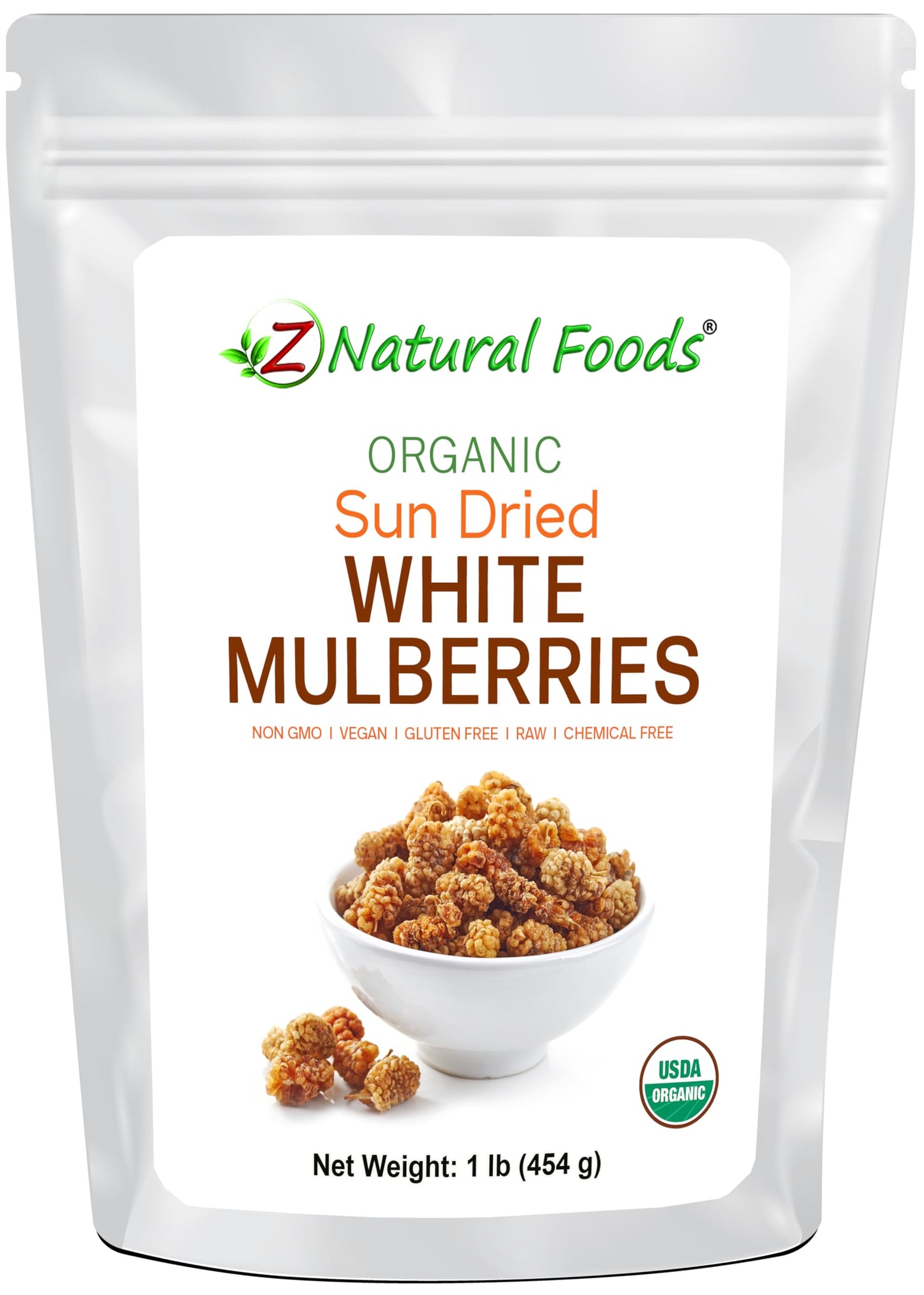 Organic White Mulberries - Sun Dried 100% Pure - No Sugar Added - Exotic All Natural Raisin Alternative - Superfood Fruit Snack for Trail Mix