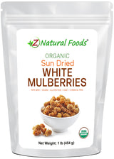 Organic White Mulberries - Sun Dried 100% Pure - No Sugar Added - Exotic All Natural Raisin Alternative - Superfood Fruit Snack for Trail Mix