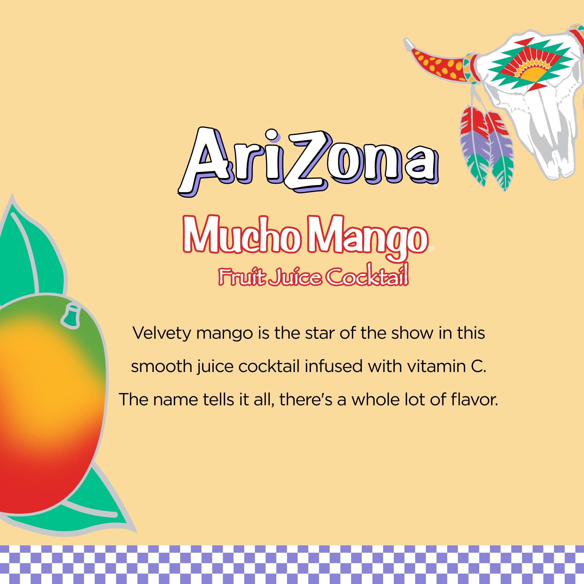 AriZona Mucho Mango, Fruit Juice Cocktail - Big Can, 22 Fl Oz (Pack of 12)