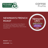 Newman's Own Organics French Roast, Single-Serve Keurig K-Cup Pods, Dark Roast Coffee, 96 Count