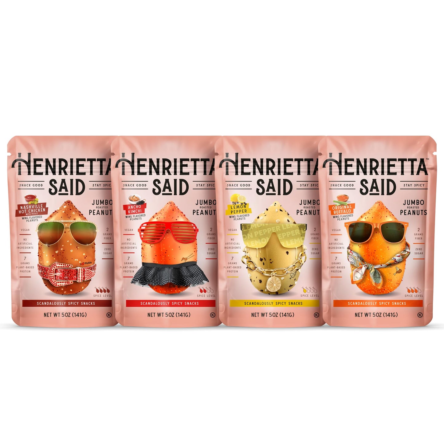 Henrietta Said Wing-Flavored Peanuts - Variety Pack - Truly Good Foods Shelled Snacking Nuts - Bold Flavors - Savory & Spicy - Jumbo Flavored Peanuts