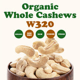 Food to Live - Organic Cashews, 8 Ounces Whole, Unsalted, Non-GMO, Kosher, Raw, Vegan, Bulk