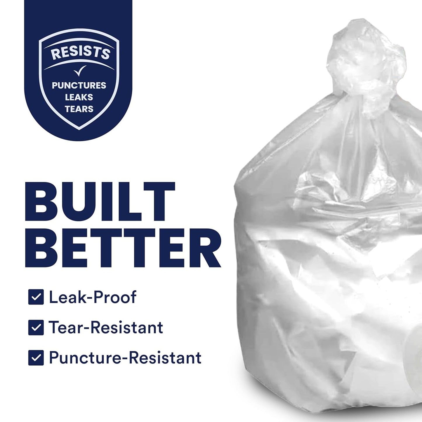 Plasticplace 55-60 Gallon Trash Bags, Heavy Duty Black Garbage Bags, 100 Count for Lawn, Yard, and Outdoor Waste Disposal, Ideal for Industrial Trash