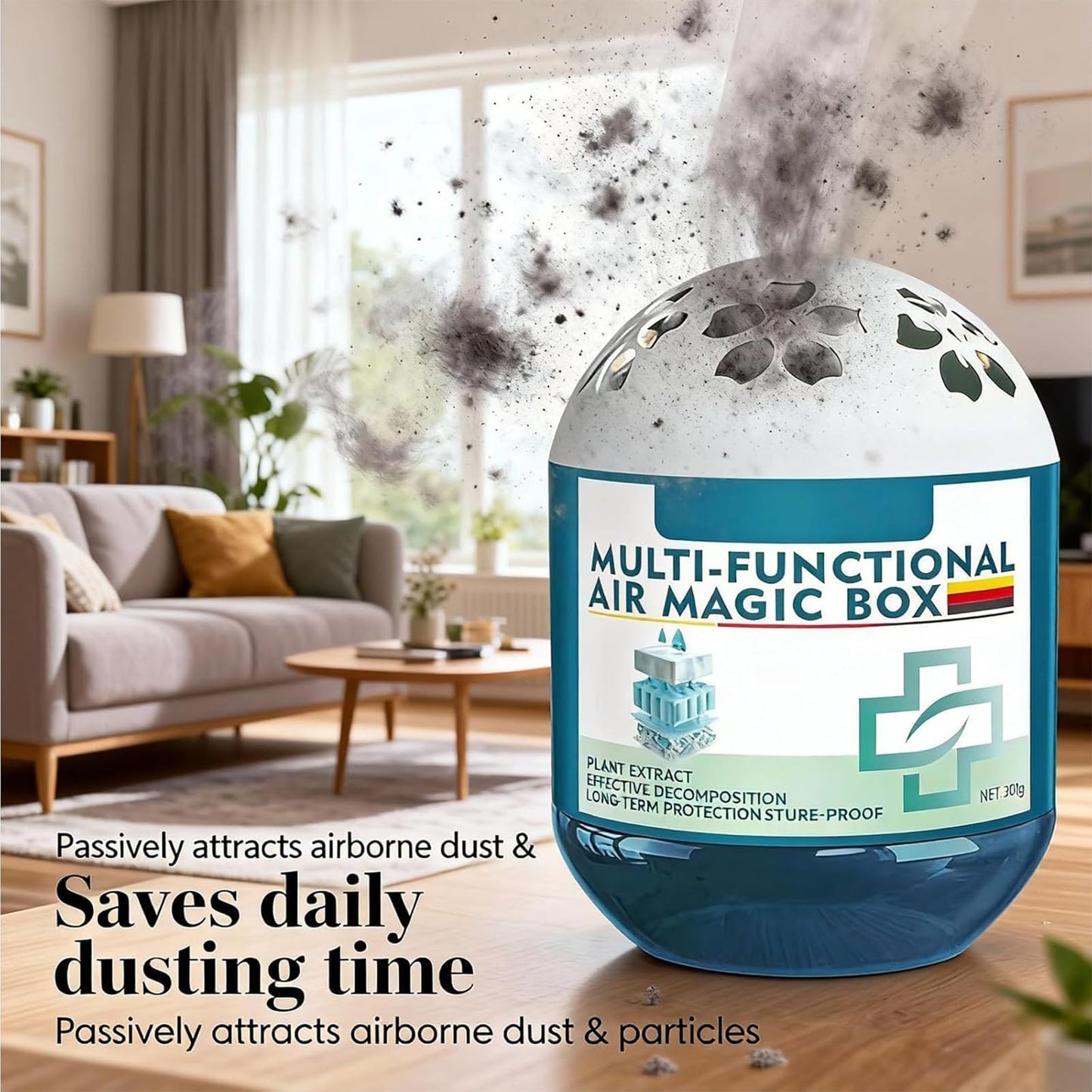 Indoor Air Purification Dust Removal Magic Box, Multi-functional Air Magic Box Cleaner Fragrance, Long-Lasting Air Freshener, for Continuously