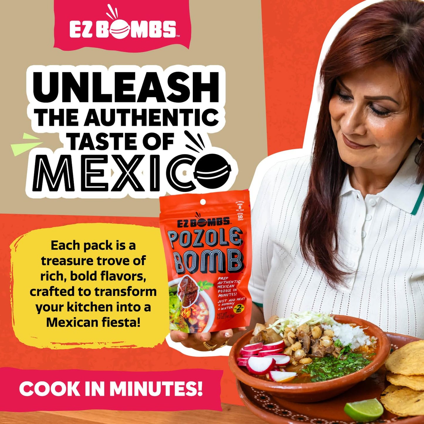 EZ Bombs Pozole Bomb Seasoning, Pack of 2 - Authentic Mexican Soup Mix for Traditional Pozole, Made with Real Chiles, Herbs & Spices for Quick