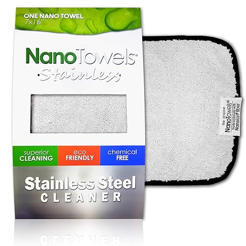 Nano Towels Stainless Steel Cleaner | The Amazing Chemical Free Stainless Steel Cleaning Reusable Wipe Cloth | Kid & Pet Safe | Grey 7x16 (1 pc)