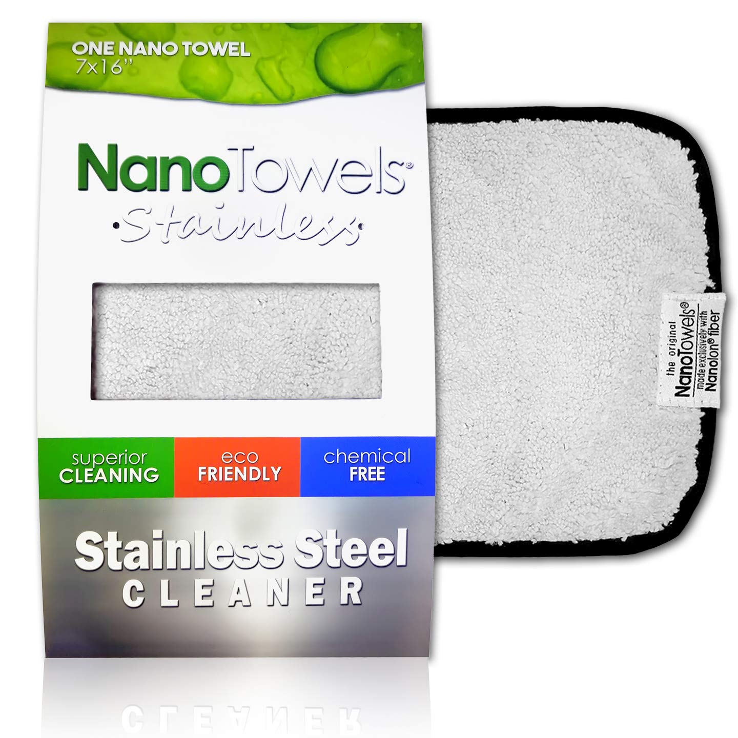 Nano Towels Stainless Steel Cleaner | The Amazing Chemical Free Stainless Steel Cleaning Reusable Wipe Cloth | Kid & Pet Safe | Grey 7x16 (1 pc)