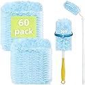 60-Pack Dust Mop Refill Pack, Disposable Power Dusting Duster Compatible with Swiffer. Includes 1 Handle and 3-Foot Extension Pole, Ideal for Cleaning