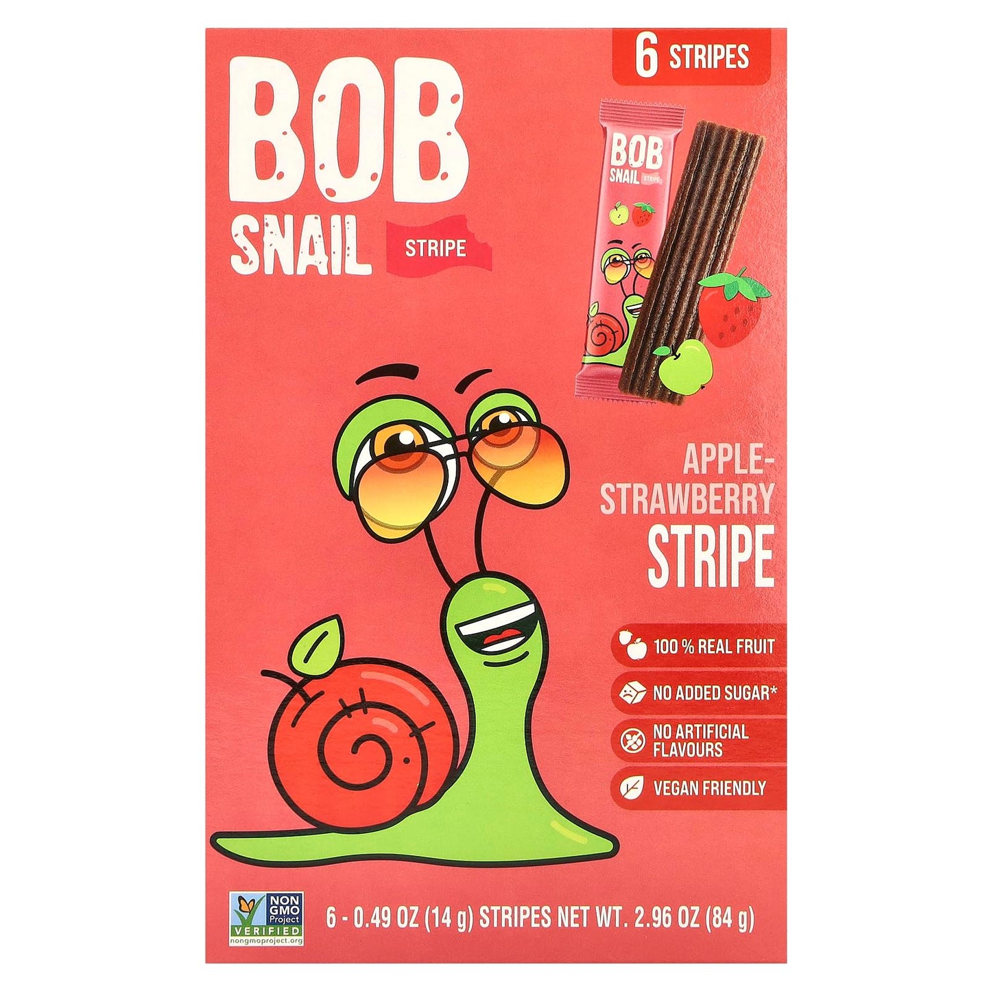 Bob Snail Apple Strawberry Fruit Stripes, 84 GR