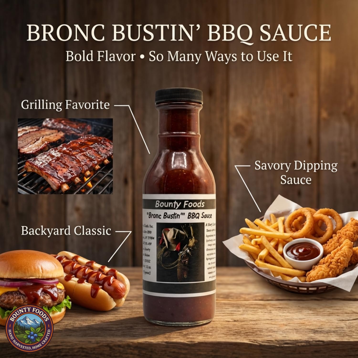 Original Montana BBQ Sauce Western - Gourmet Barberque 12 oz Bronc Bustin' - Bounty Foods - Brings out Natural Flavors of Meat - Pork - Chicken