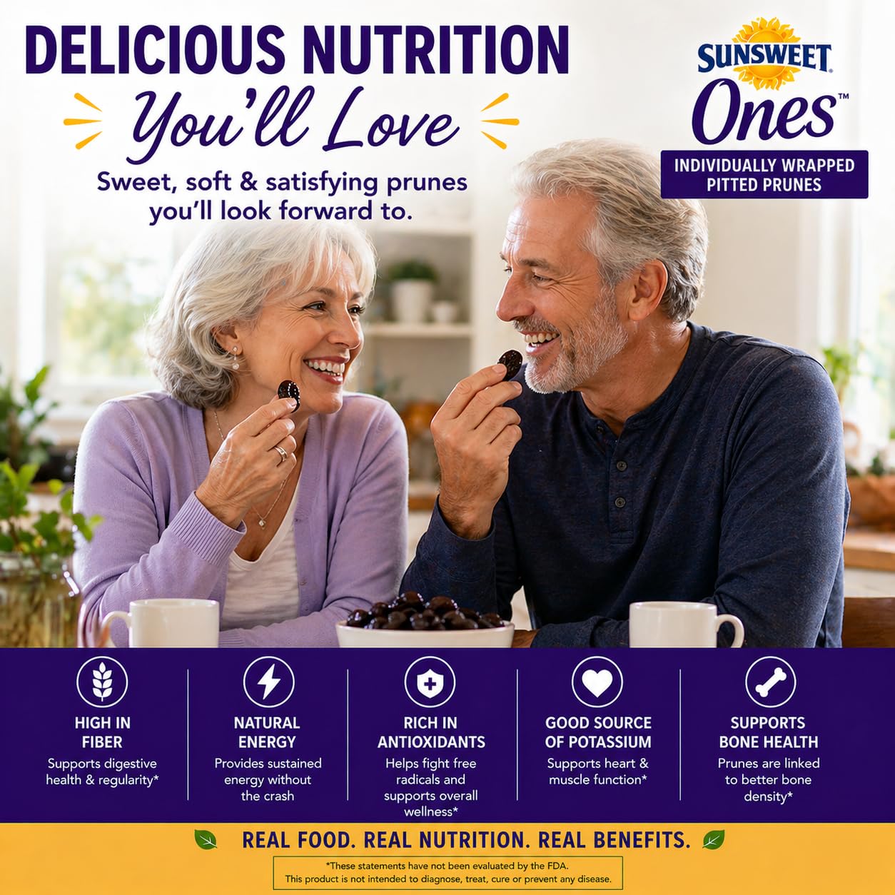 Sunsweet Ones Individual Pitted Prunes - 2 PACKS (12 oz each) of Individually Wrapped Dried Prunes PLUS Our Prune Recipe E-Book (Downloadable)