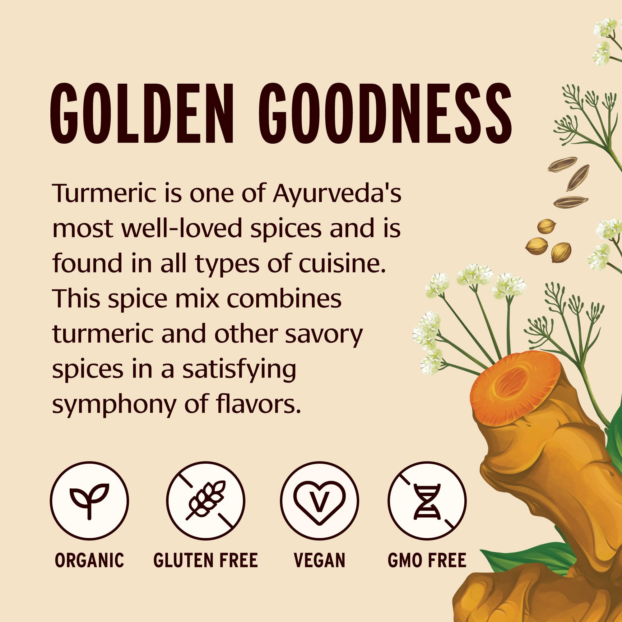 Banyan Botanicals Turmeric Masala Spice Mix - Organic Ayurvedic Spice Blend - Warming & Savory Cooking Spices with Organic Turmeric Powder - 2.6 oz