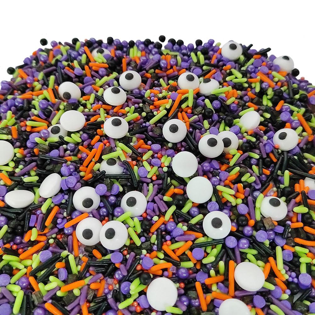 1 Bottle Candy Eyeballs Eyes Soft Jimmies Cake Cupcake Toppers Cookie Decorations Edible Holiday Sprinkles Mix for Halloween Cake Cupcakes Decoration