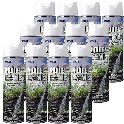 Misty Air Freshening Deodorizing Spray - Alpine Mist - 10 oz (Case of 12) 1039394 - Premium Odor Neutralizer for Smoke, Organic Decay, and Other