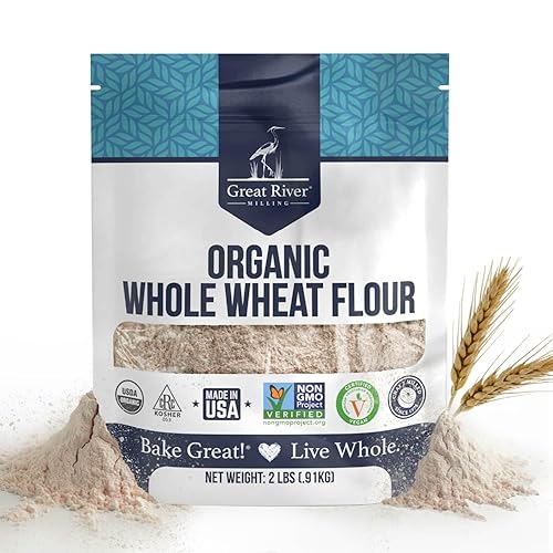 Great River Organic Milling Organic Whole Wheat Flour | Unbleached & Unbromated | High Protein & Fiber | Non-GMO, Kosher | Perfect for Sourdough