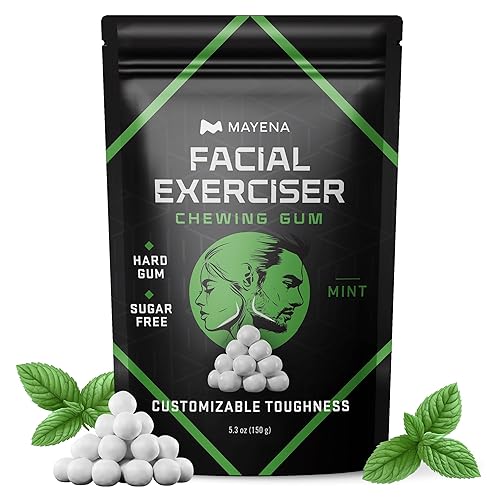 Facial Exerciser Chewing Gum | Pearl-Sized Hard Gums | Adjust Resistance by Chewing 3-5 pcs | Sugar-Free Mint Flavor | 4 Months’ Supply | Strengthen