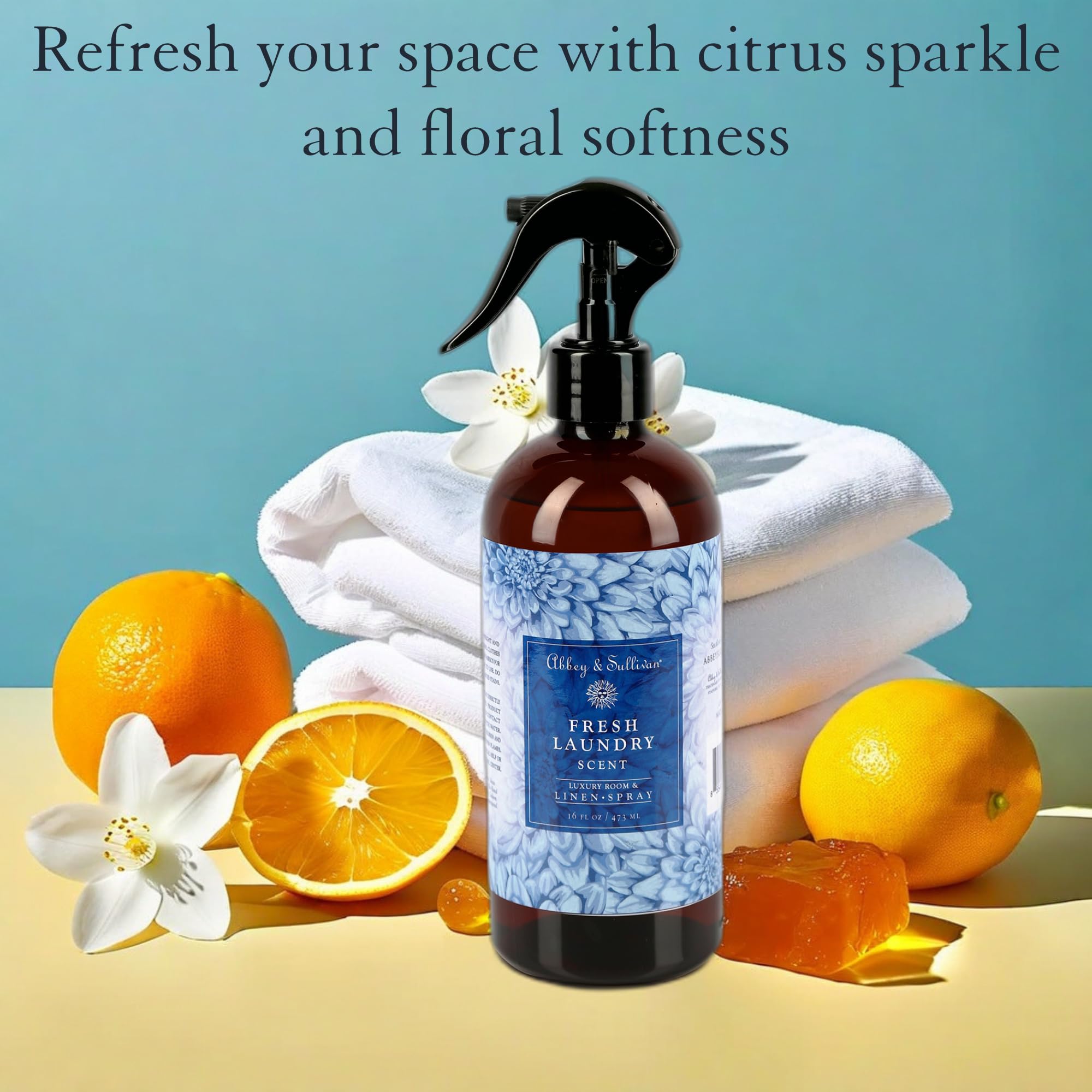 Abbey & Sullivan Odor Eliminating and Refreshing Linen and Room Spray, Fresh Laundry, 16 oz