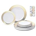 " OCCASIONS " 50 Plates Pack (25 Guests)-Wedding Party Disposable Plastic Plate Set -25 x 10.25'' Dinner + 25 x 7.5'' Salad/Dessert plates (Princess