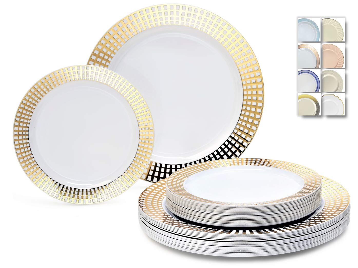 " OCCASIONS " 50 Plates Pack (25 Guests)-Wedding Party Disposable Plastic Plate Set -25 x 10.25'' Dinner + 25 x 7.5'' Salad/Dessert plates (Princess