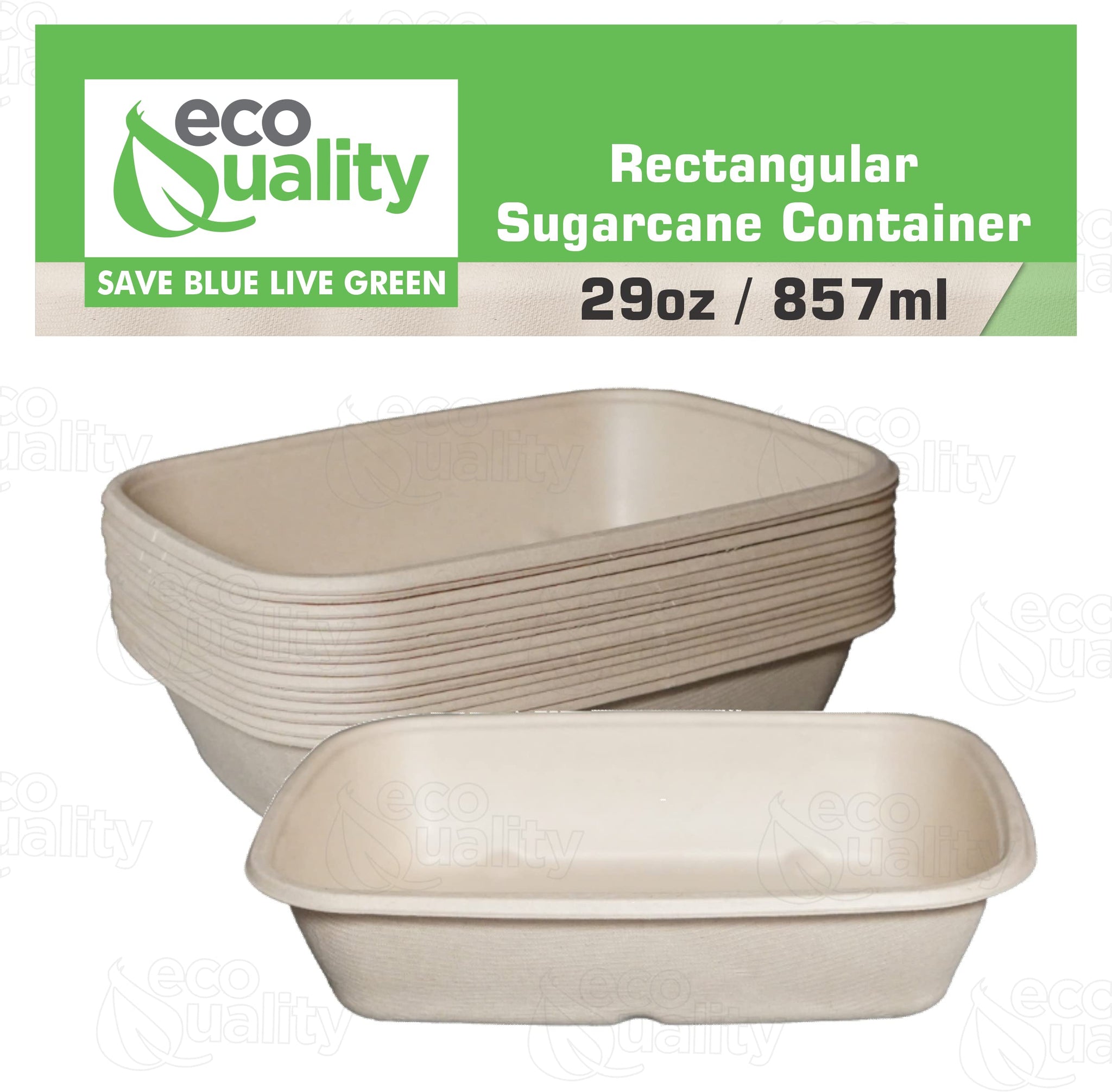 EcoQuality 29oz Disposable Bowls - Rectangular Compostable Sugarcane Fiber Biodegradable Paper Bowls Eco-Friendly Oblong Take Out Food Containers