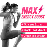 TEAZEN Energy Drink Powder Boost, 100mg Natural Caffeine with Black Tea Extract, B Vitamins, Vitamin C & L-Carnitine, Sugar-Free Energy Mix