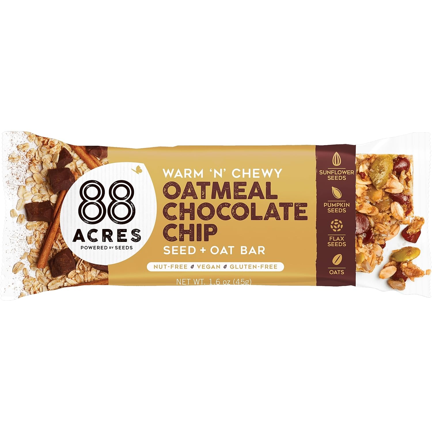88 Acres Oatmeal Chocolate Chip Seed & Oat Bar 9 Count, 1.6 OZ