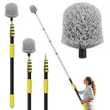 20FT High Reach Cobweb Duster with Extension Pole, Spider Web Brush for Cleaning with 3-12FT Telescopic Pole, 8" Larger Extendable Duster for High
