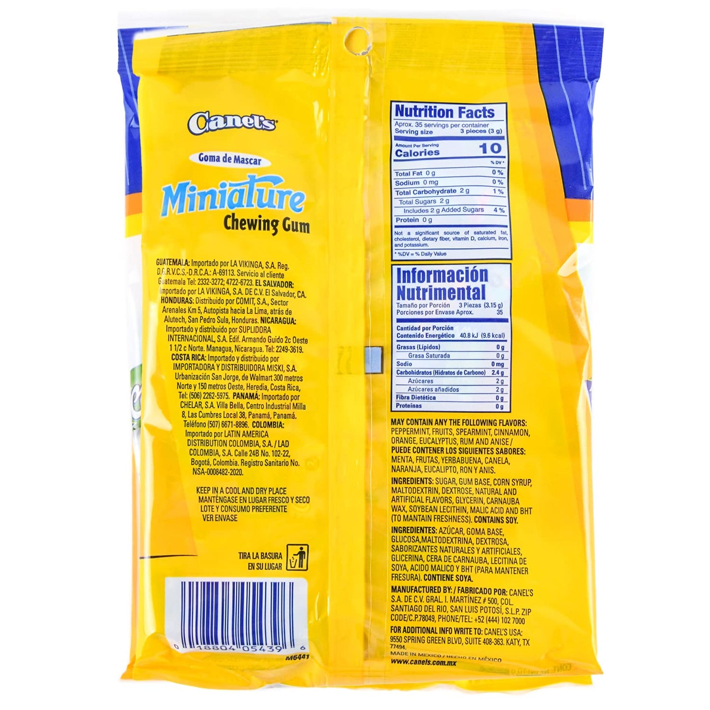 Canel's Miniature Goma de Mascar Assorted Flavor Mexican Chewing Gum (2 x 3.8 oz. Bags)