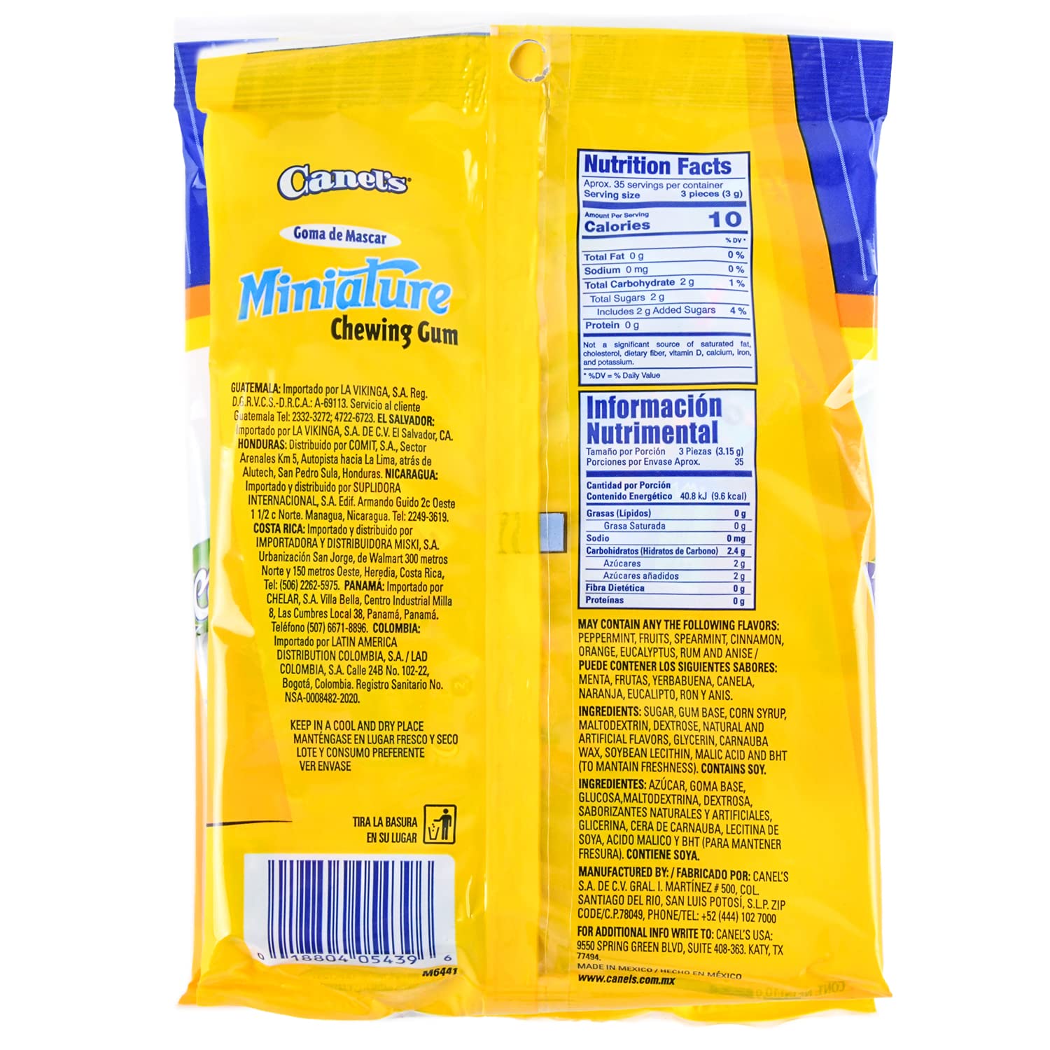 Canel's Miniature Goma de Mascar Assorted Flavor Mexican Chewing Gum (2 x 3.8 oz. Bags)