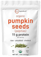 Organic Pumpkin Seeds, 4lbs | Raw, Unsalted, & Shelled - Whole Pepitas | Pumpkin Seeds to Eat | Great for Baking, Smoothies, & Salad Toppings |