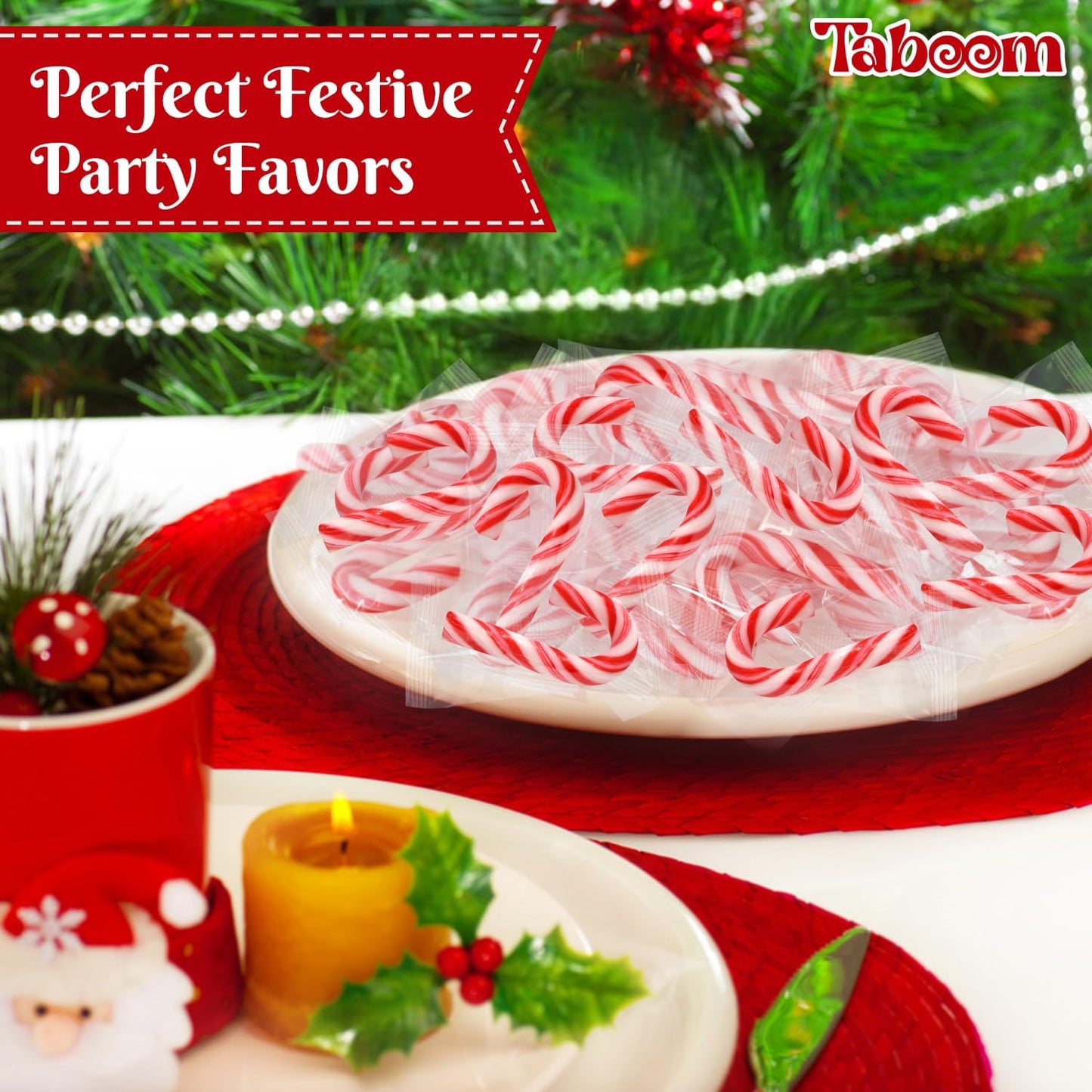 Bulk Mini Candy Cane Individually Wrapped 220 Pack - Small Peppermint Candy Canes Naturally Flavored Red & White Christmas Candy For Holiday Gifts