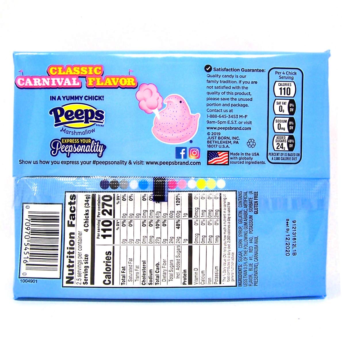 Peeps, Easter Peeps Marshmallow Cotton Candy Flavored Chicks for Basket Stuffers Gifts, 3 Ounces, 10 Count