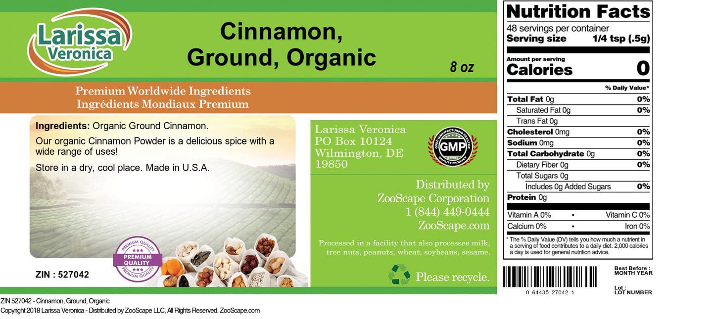 Cinnamon, Ground, Organic (8 oz, ZIN: 527042) - 3 Pack