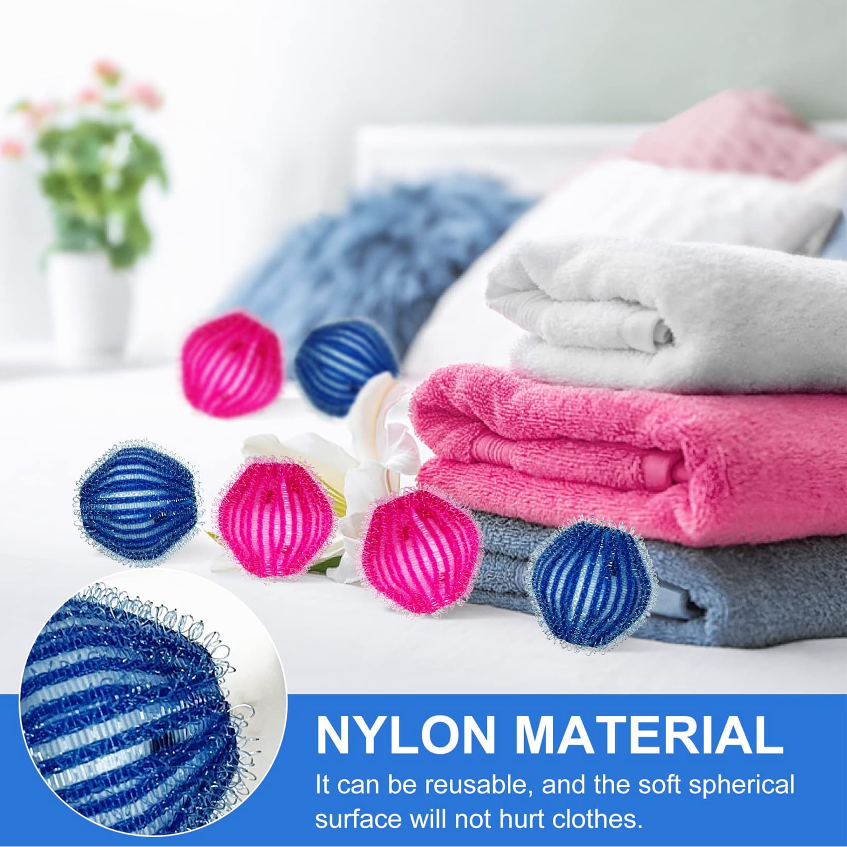Dryer Balls Laundry Reusable, Softens Laundry Naturally Reduces Drying Time & Static Non-Toxic Washing Balls Reusable Dryer Balls for Laundry Bedding