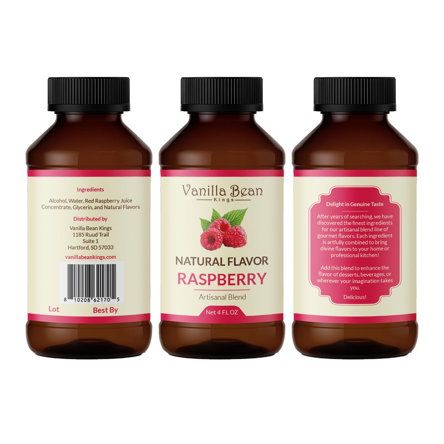 Pure Raspberry Extract for Baking and Flavoring - 4 OZ - Premium Quality Natural Flavors for Baked Goods, Desserts, & Cooking