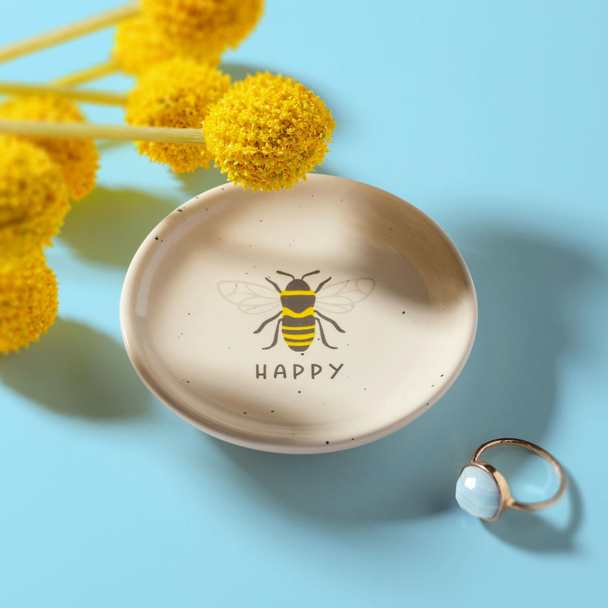 Karma, Reese Trinket Tray, Decorative Ceramic Trinket Dish, Jewelry Dish Tray for Rings Bracelets Necklace, Bee