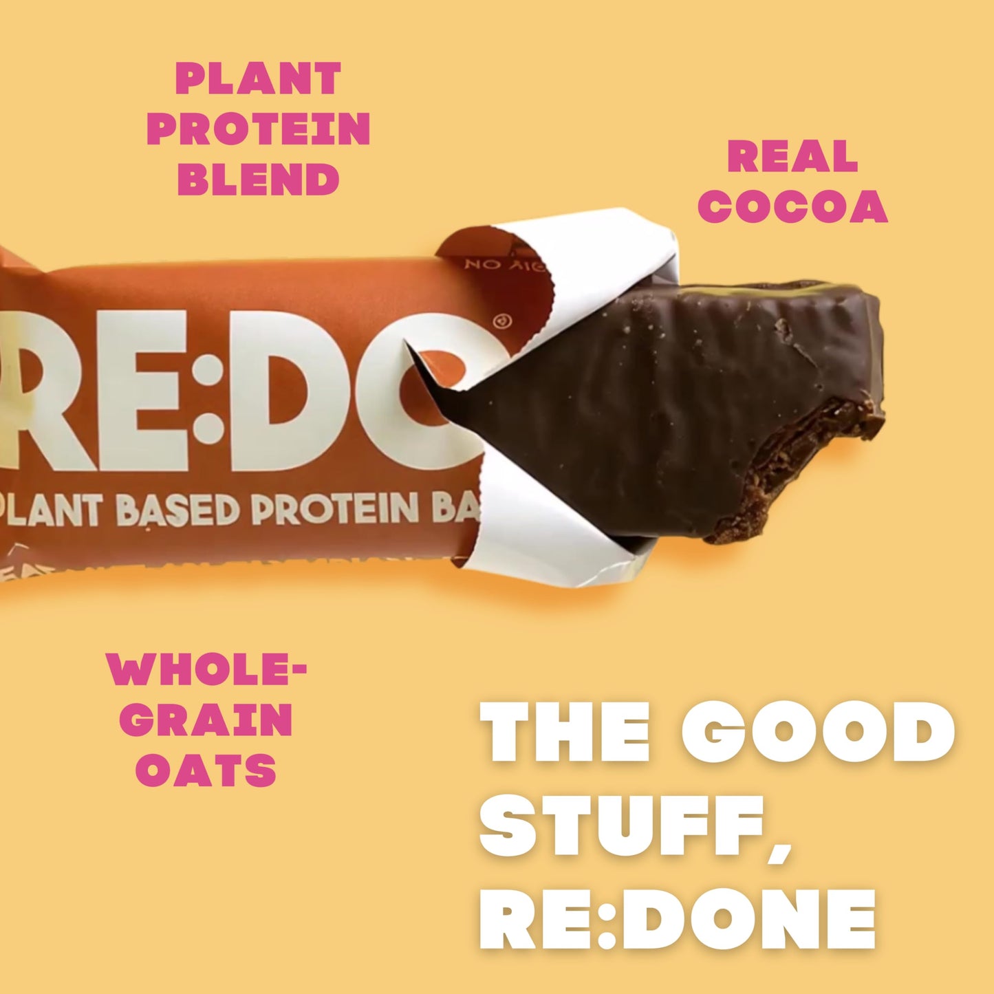 RE:DO Plant-Based Chocolate Plant-Based Protein Bars, 9 Bars, 12g Vegan Protein, Dairy & Nut Free, No Palm Oil, Meal Replacement, Healthy Snacks