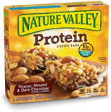 Nature Valley Chewy Granola Bar, Protein, Peanut, Almond and Dark Chocolate, Gluten Free, 1.4 Oz, 5 Bars (24 Boxes)
