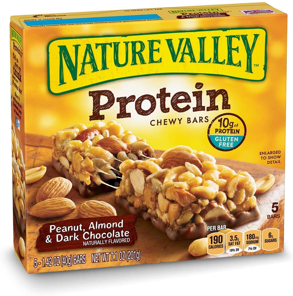 Nature Valley Chewy Granola Bar, Protein, Peanut, Almond and Dark Chocolate, Gluten Free, 1.4 Oz, 5 Bars (24 Boxes)
