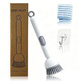 QMUNLLO 360° Rotating Dish Brush with Soap Dispenser, Non-Slip Long Handle Kitchen Scrubber Cleaning Set with Towel and Wall Hook, Ideal for Sink