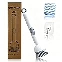 QMUNLLO 360° Rotating Dish Brush with Soap Dispenser, Non-Slip Long Handle Kitchen Scrubber Cleaning Set with Towel and Wall Hook, Ideal for Sink