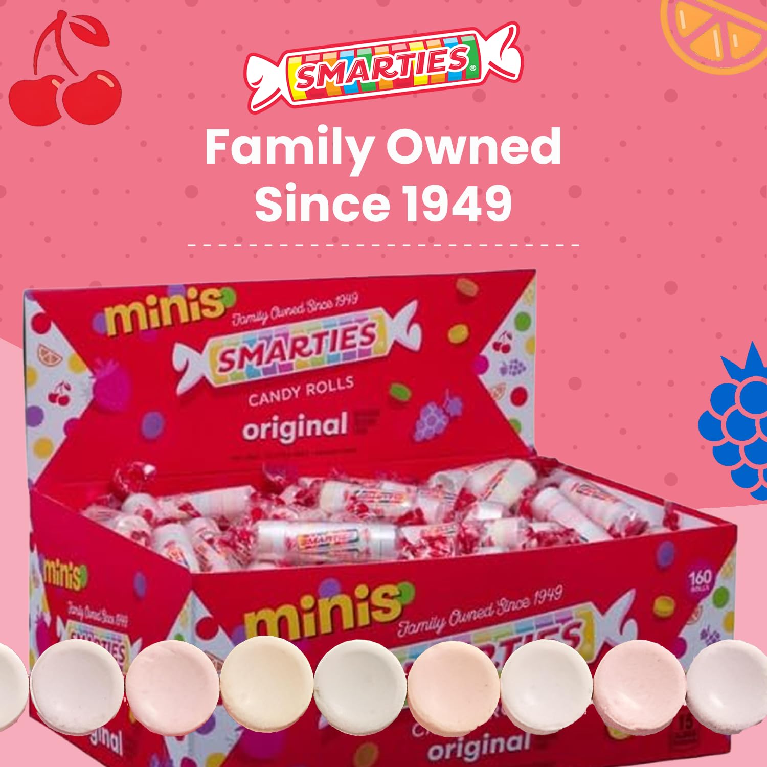 Smarties Candy Mini Rolls - Gluten & Vegan Free - Classic Sweetness From Family Owned Company Since 1949, Peanut & Dairy Free - Individually Wrapped