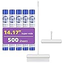 14.17" Extra-Wide Lint Roller Kit with 5 Refills & Dust Cover | Reusable Pet Hair Remover for Furniture, Car, Clothes | Extendable Handle (100