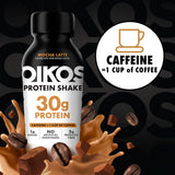 Oikos 30g Protein Shake, Mocha Latte, Shelf Stable, High Protein Drinks, Ready to Drink, 5g Prebiotic Fiber, 12 fl oz Bottle, 4 Count