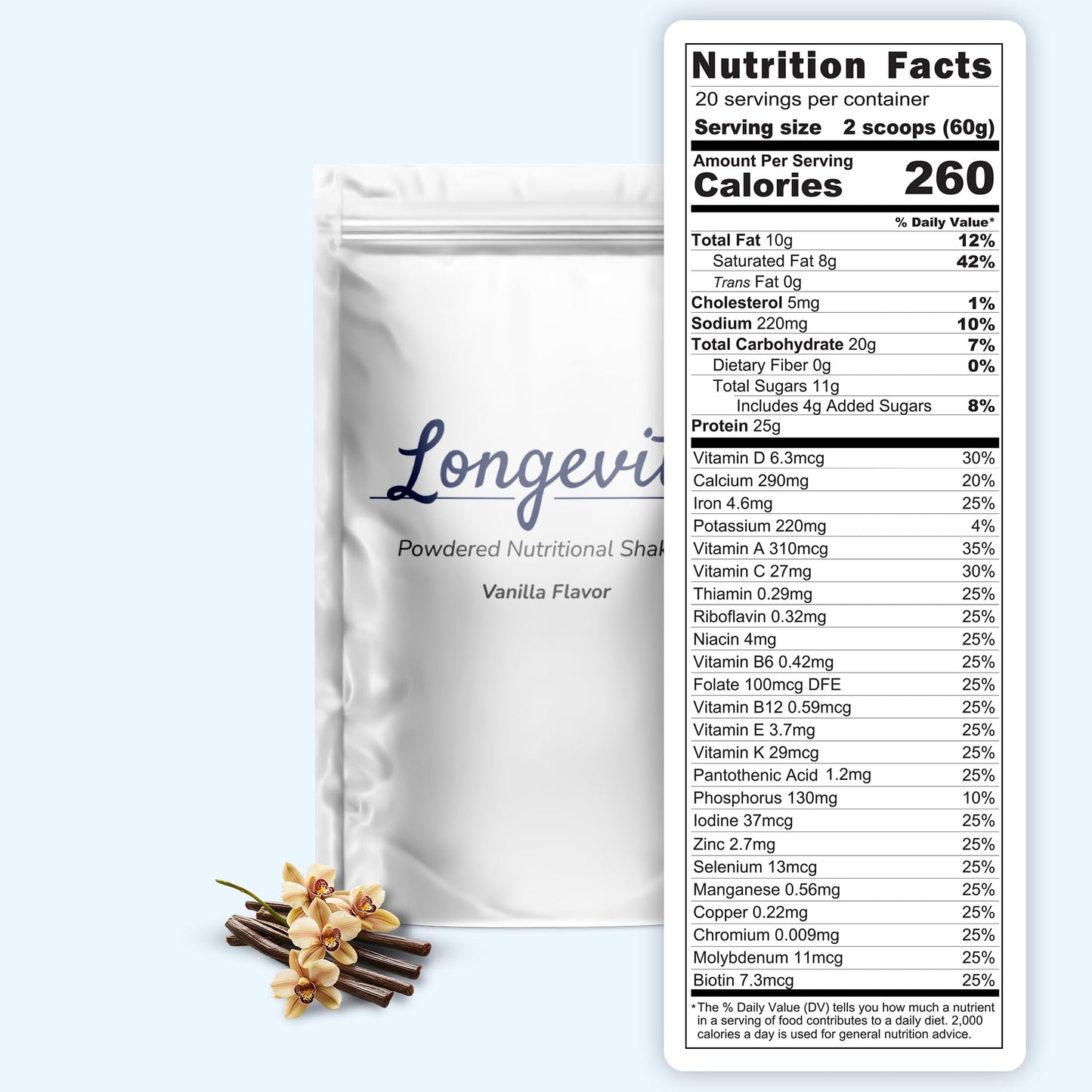 Longevity Wellness | Longevity All-in-One Nutritional Shake Mix | Complete Daily Nutrition with Protein, Vitamins & Minerals, & More | 30 Servings |
