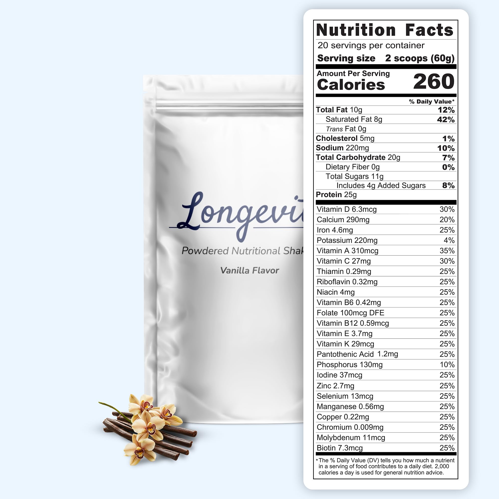 Longevity Wellness | Longevity All-in-One Nutritional Shake Mix | Complete Daily Nutrition with Protein, Vitamins & Minerals, & More | 30 Servings |
