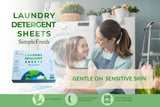 Simple Fresh Laundry sheets pack of 100, Fresh Scent - Laundry Detergent Sheets, Eco-Friendly, Plant-Based, Hypoallergenic, No Plastic Jug (200 Loads
