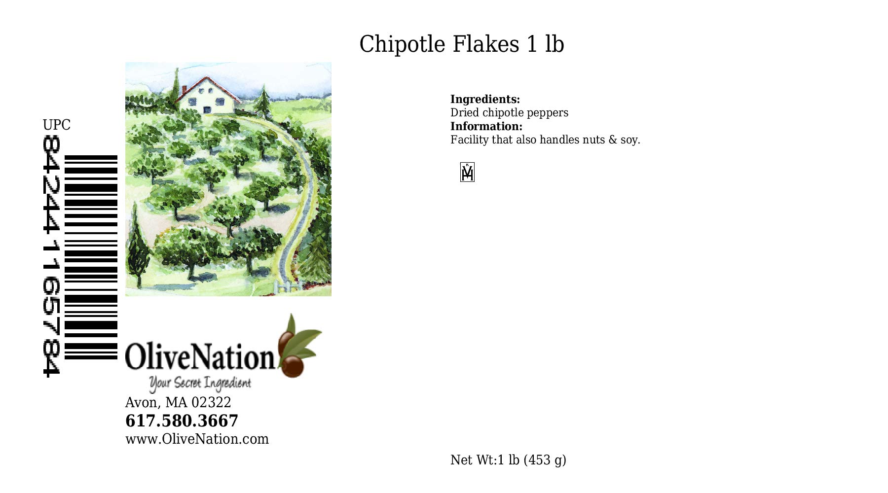 OliveNation Chipotle Flakes, Dried Ripe Jalapeno Peppers, Smoky Authentic South American Medium Heat, Non-GMO, Gluten Free, Kosher, Vegan - 1 pound