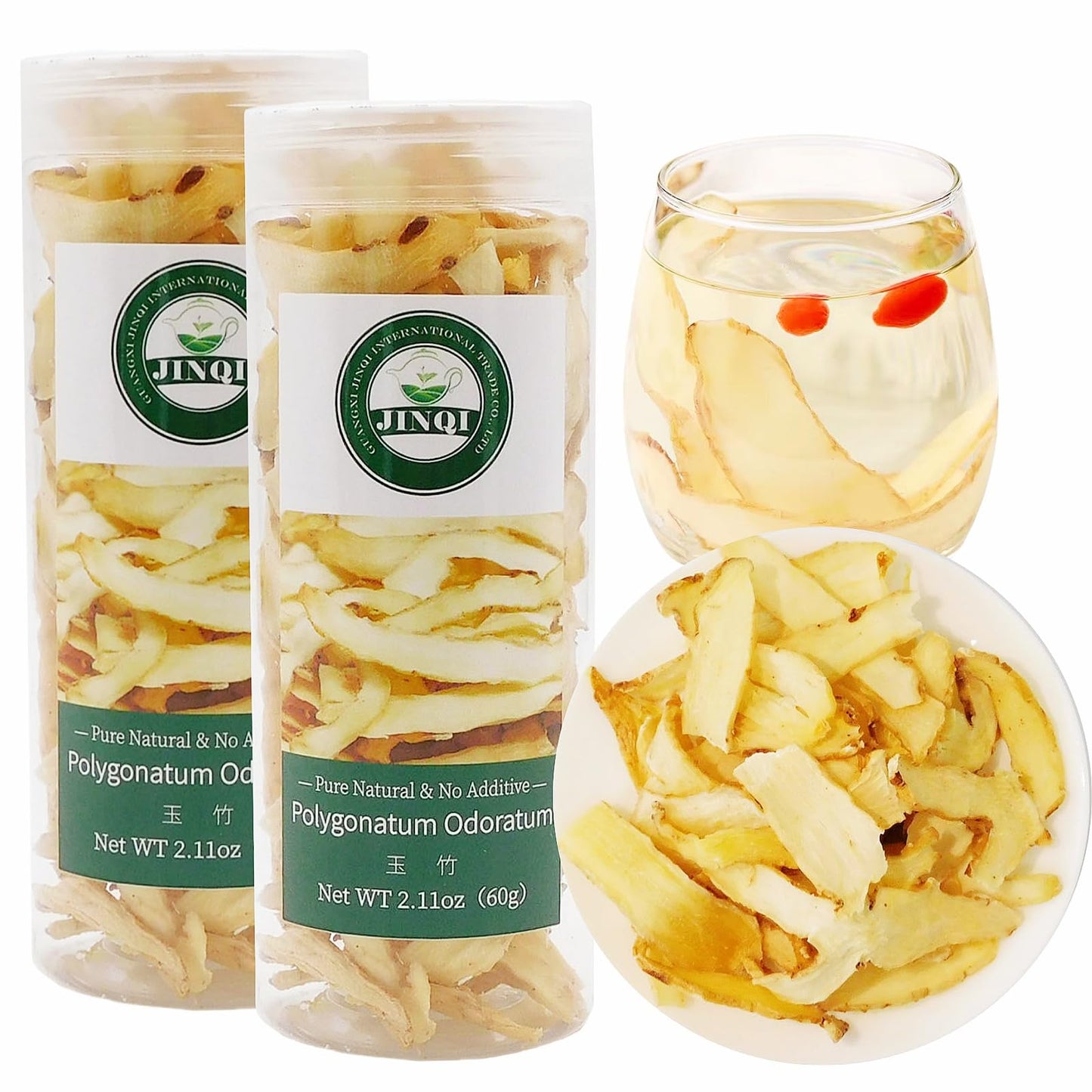 JINQI Valitud Polygonatum Odoratum Slices Yu zhu ?? ??? 4.23oz/120g (2.11oz/60g*2) Dried Polygonatum Odoratum Root, Holiday Gifts, Tea Gifts, Can be